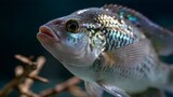 Close-up of shiny live tilapia fish in water.
