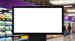 © miracle - Blank digital billboard template with black frame in supermarket