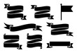 © ThephotoLab - Collection of Black Ribbon and Flag Silhouettes on White Background
