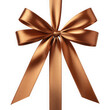 © Arian - thin metallic brown copper satin ribbon bow with long straight silk strips isolate