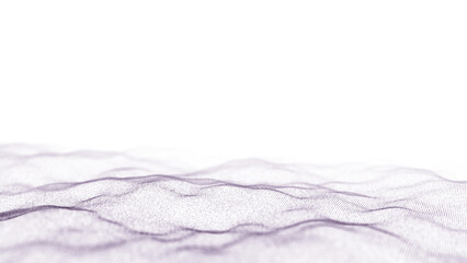 Wall Mural - Digital dynamic wave of particles and lines. Abstract white futuristic background. Big data visualization. 3D rendering.