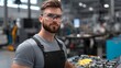 © Finder - Young Male Technician Working in a Modern Industrial Manufacturing Environment Wearing Safety Gear and Glasses
