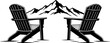 © your fav vectors  - Adirondack chairs on mountain Vector silhouette illustration isolated on white background