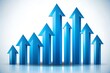 © engincan - The vector of multiple blue arrows rising in size symbolizing steady and strong growth over time