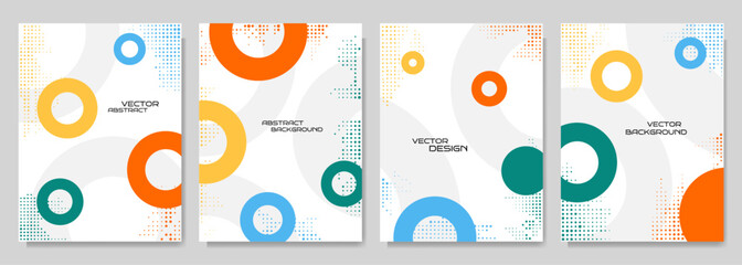 Wall Mural - vector illustration. abstract vibrant color background set. cool bright wallpapers with circle shape