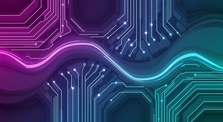 abstract blue technology background with a circuit board pattern and integrated electronic lines