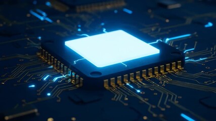 Illuminated microchip on circuit board technology innovation