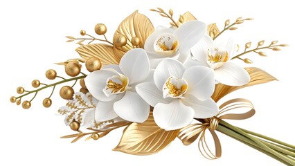 Golden floral design with orchids style high resolution picture