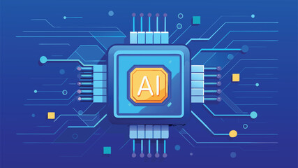 Futuristic AI Chip Technology with Circuit Board Design Illustration