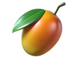© MDMAHFUZULALAM - 3d illustration of fresh ripe mango fruit with a green leaf and stem, isolated on transparent background