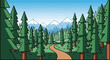© Yoga - Scenic Forest Trail Leading To Distant Mountain Peaks Illustration