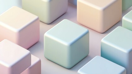 Wall Mural - pastel cube abstract composition: a study in soft hues and geometric forms