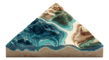 Artistic Representation of Isolated Terrain Model with Transparent Background