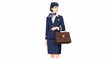 © Yanto - Elegant Air Hostess illustration with Classic Briefcase and Smart Uniform