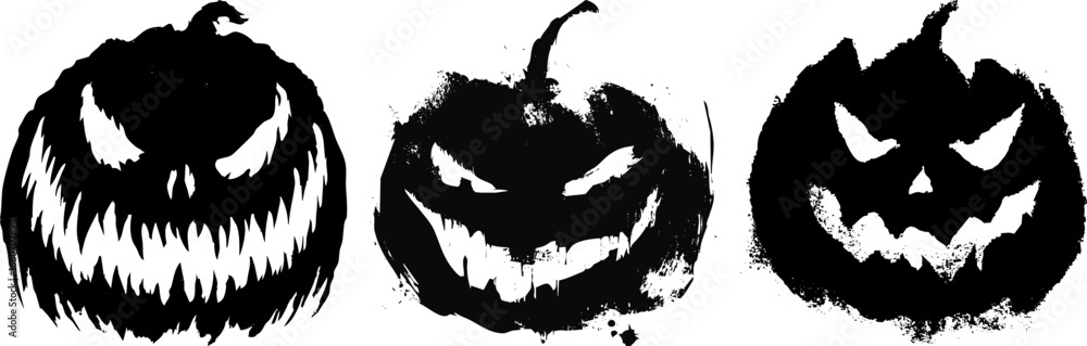 Halloween pumpkin carving ideas scary jack o lantern face black and ...