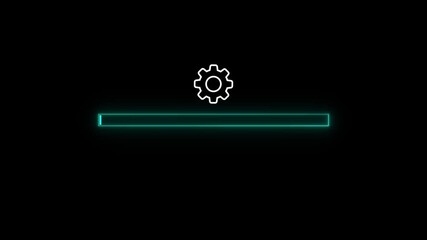 Neon System update icon isolated . System operations icon set with gear sign. Loading bar downloading progress animation transfer fast to last animation. 4k video