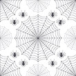 © wirbron - Seamless vector pattern with spiderwebs and small black spiders on white background, perfect for Halloween decoration and spooky designs