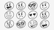 © Ferdou - Emoji face expression smile cartoon happy character funny icon emotion cute vector set design illustration comic symbol drawing graphic