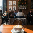 © Semesta Stock Visual - Fresh Cappuccino with Latte Art in Cozy Coffee Shop