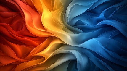 Wall Mural - the image displays an abstract, flowing background with a gradient of warm and cool colors shifting 