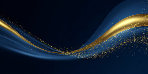 Canvas Print - abstract luxury background with dark blue and gold wave. design element. place for text. elegant gra