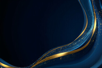 Canvas Print - abstract luxury background with dark blue and gold wave. design element. place for text. elegant gra