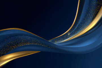 Canvas Print - abstract luxury background with dark blue and gold wave. design element. place for text. elegant gra