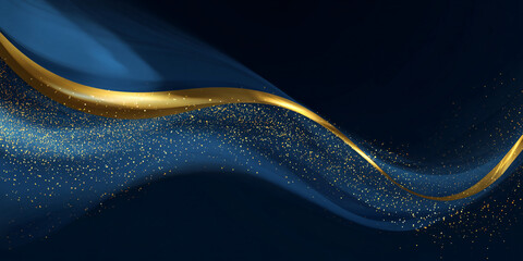 Canvas Print - abstract luxury background with dark blue and gold wave. design element. place for text. elegant gra