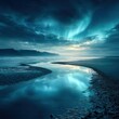 © LizaStocker - Aurora borealis glowing in the night sky with vibrant colors from a solar storm in stunning photorealistic detail.