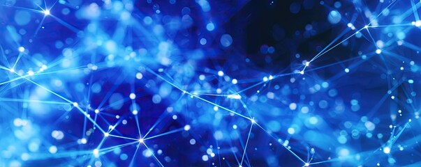 Visualize Digital Connection Virtual Environment Digital Art Abstract Space Close-Up Glowing Blue Network