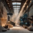© tanawatbig - Bright Industrial Warehouse with Sunlight Beaming Through Roof