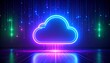© Dini Wahyuni - Digital Cloud Computing Neon Abstract Background with Futuristic Technology