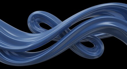 Wall Mural - a sleek and modern abstract background featuring glossy, flowing blue ribbons in a dynamic 3d render