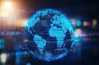 © taweesak - Futuristic digital globe representing global connectivity and technology with glowing blue map of the world surrounded by data streams and abstract digital background