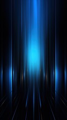 Dark background with vertical blue light streaks creating depth, futuristic technological atmosphere abstract design