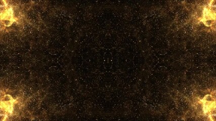 Wall Mural - corners from gold particles from flower flow dust Transparent background. Seamless loop