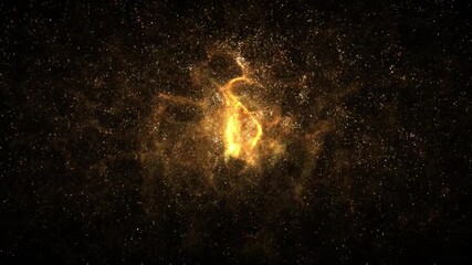 Wall Mural - on center gold particles from flower flow dust Transparent background. Seamless loop