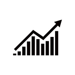 Wall Mural - Growing Business Chart with Upward Arrow Illustrating Success and Positive Trends on White Background for Financial Growth Visualization