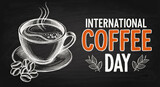 Celebrating international coffee day with chalkboard art design