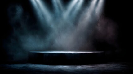 Wall Mural - Dramatic stage platform with spotlights and moody lighting