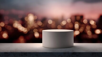 Wall Mural - product display pedestal with blurred bokeh background in evening light