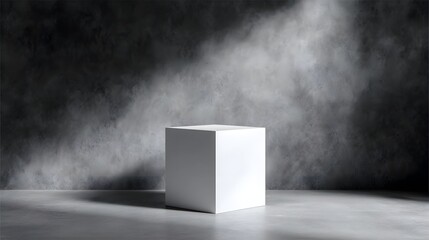 Wall Mural - minimalist white cube display stand on a clean floor