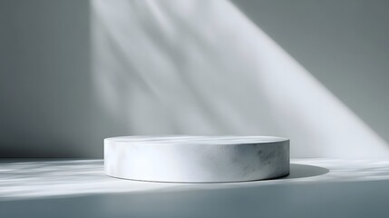 Wall Mural - a simple white platform surrounded by soft shadows in an elegant minimalist setup
