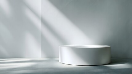 Wall Mural - a simple white platform surrounded by soft shadows in an elegant minimalist setup