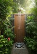 © AoiHikari - Tranquil Outdoor Shower in Lush Tropical Garden