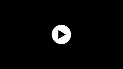 3D Play Button Icon on black Background Representing Media, Video Content, Play button icon 3d animation.