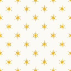 Wall Mural - star shape vector background. shiny twinkles seamless pattern. magic y2k geometric yellow sparkles i