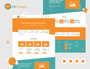 Wall Mural - colorful website ui design template wireframe isolated on gray background - vector illustration