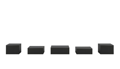 Black podiums in a row against a transparent background