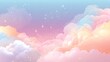 © Abstract Background - Dreamy ethereal clouds in pastel colors of pink, orange, purple, and blue with twinkling stars,